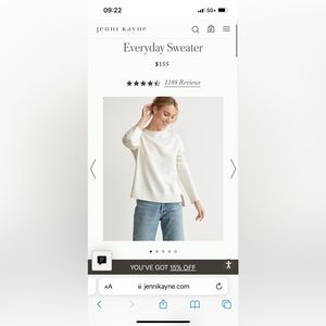 Jenni Kayne Everyday Sweater in Ivory Size Medium